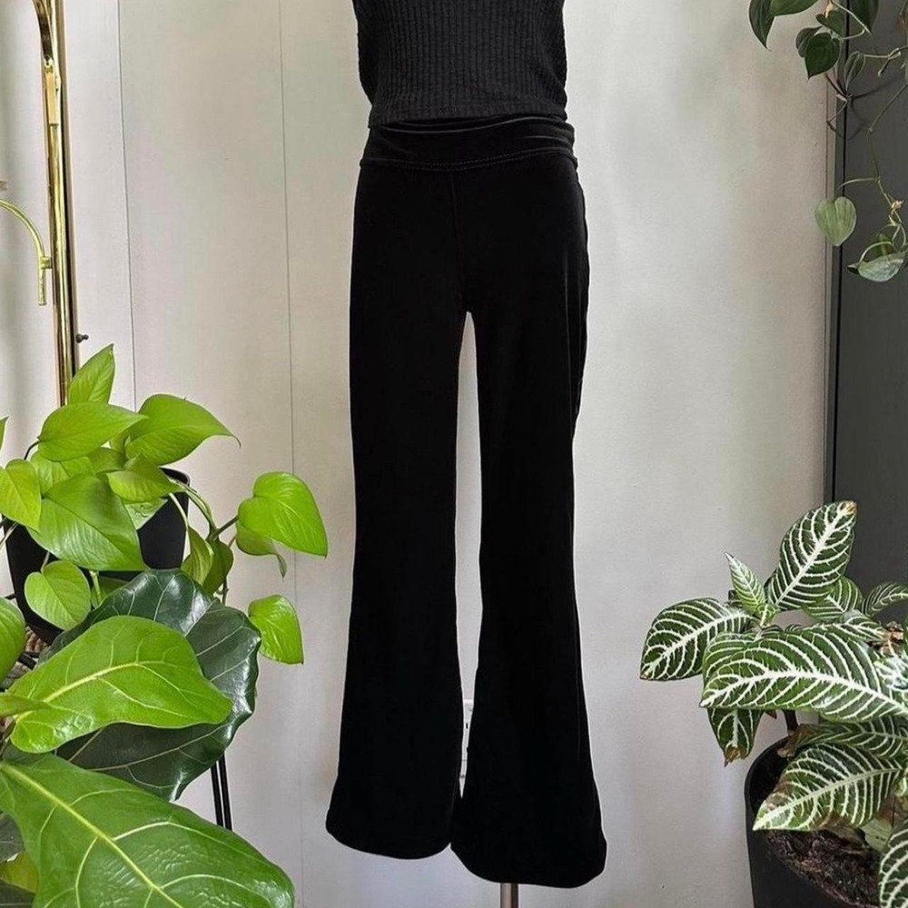 Sophia Jeans Womens XS Black Velvet Flare Legging Pants Elastic Waist Stretch